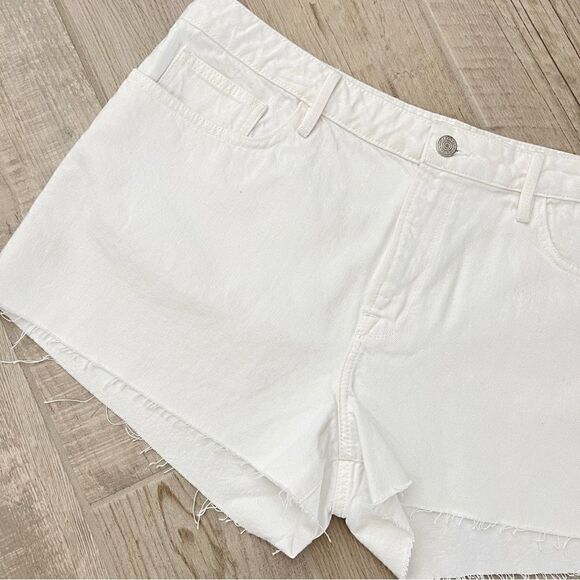 NEW Frame Le Grand Garcon Raw Hem Denim Short White Sz 34 - Picture 6 of 15